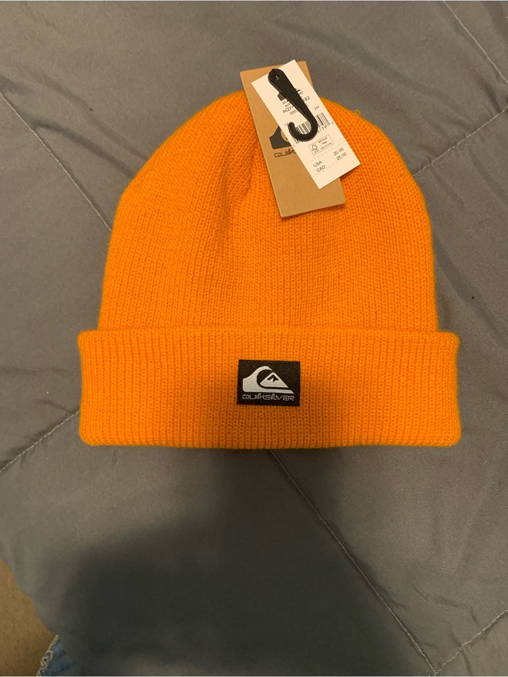 Quiksilver Bright Orange Fold-Over Rib Knit Beanie NWT
